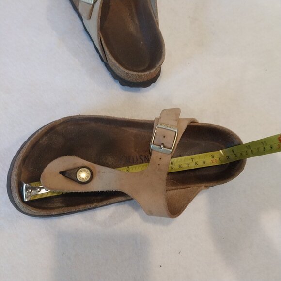 Birkenstock Sandals Women 5 5.5 Beige Gizeh Birko Flor Thong Slip On Flats EU 36 - Picture 11 of 13